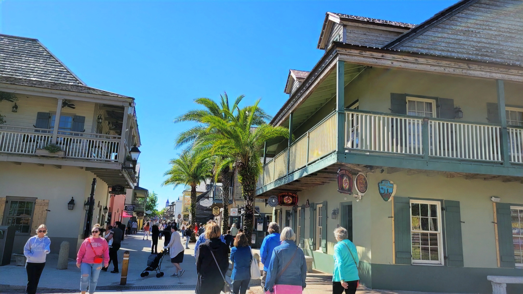 Palm-lined St. George Street in historic downtown St. Augustine