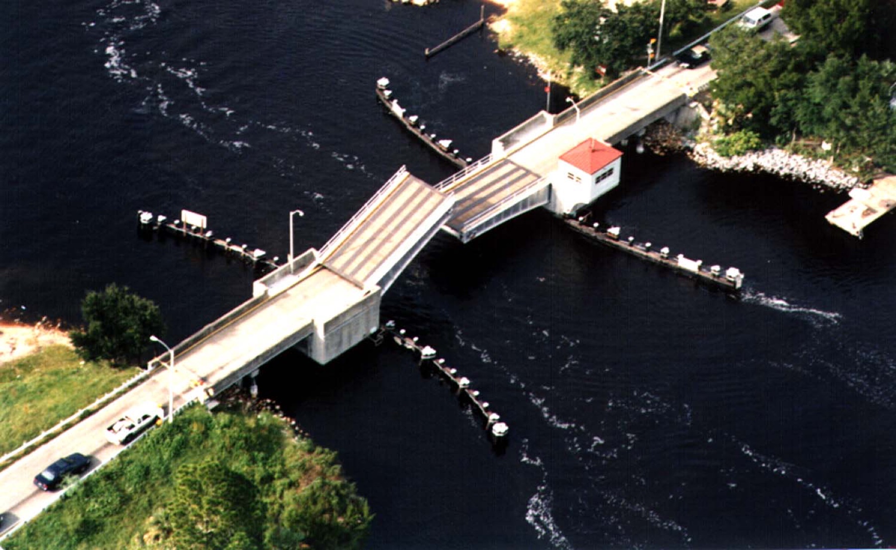 Aerial view of the former Palm Valley Bridge over the Intracoastal Waterway